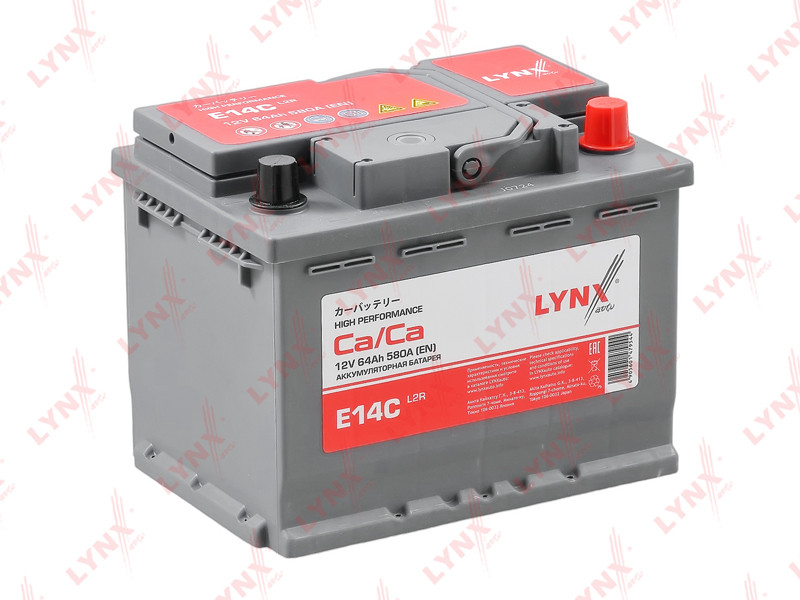 Аккумулятор L2R, 64 Ah, 580 A, обратная, 242X174X189 ETN 56421R LYNXauto E14C